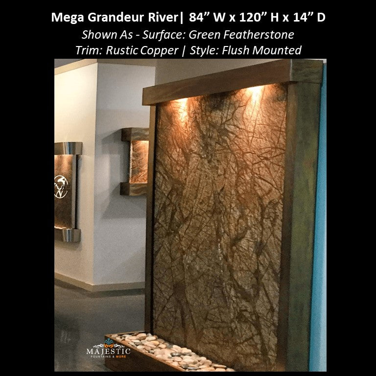 Adagio Mega Grandeur River 10ft High - Flush Mounted 120"H x 84"W - Indoor Floor Fountain - Majestic Fountains