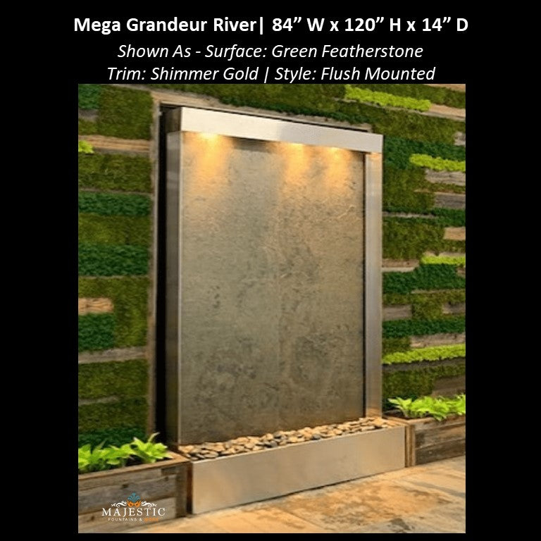 Adagio Mega Grandeur River 10ft High - Flush Mounted 120"H x 84"W - Indoor Floor Fountain - Majestic Fountains