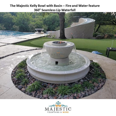 The Majestic Kelly Bowl with 6ft Wide Pool Fire and Water feature - Outdoor Fire Fountain - Majestic Fountains