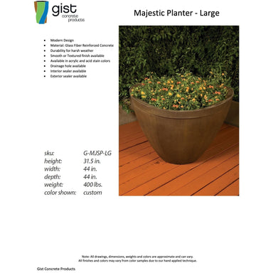 Majestic Planter - Large in GFRC by GIST G-MJSP-LG - Majestic Fountains