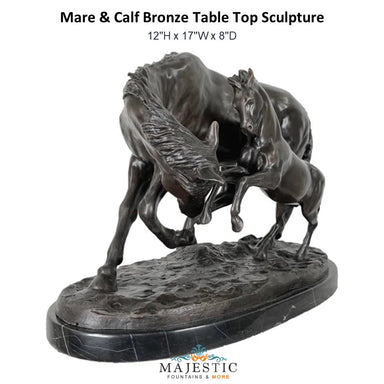 Mare & Calf Bronze Table Top Sculpture - Majestic Fountains and More