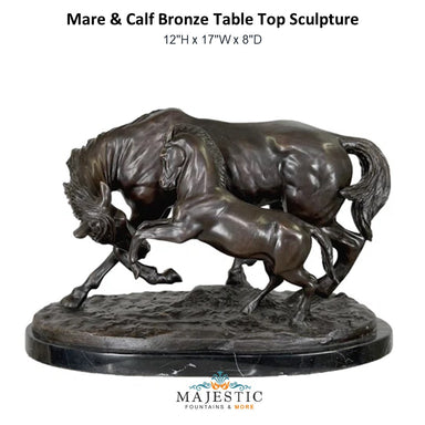 Mare & Calf Bronze Table Top Sculpture - Majestic Fountains and More