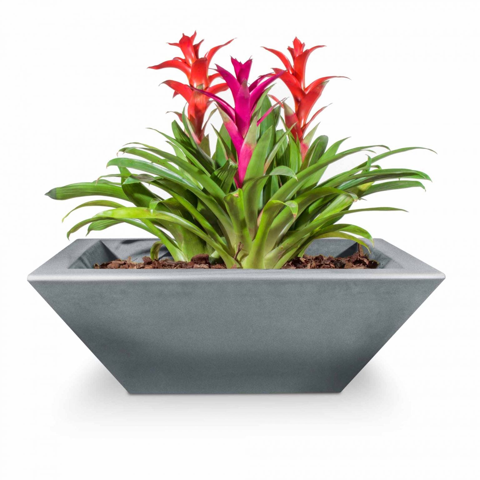 Maya-Concrete-Planter-Bowl-Metallic-Silver-MajesticFountains_More