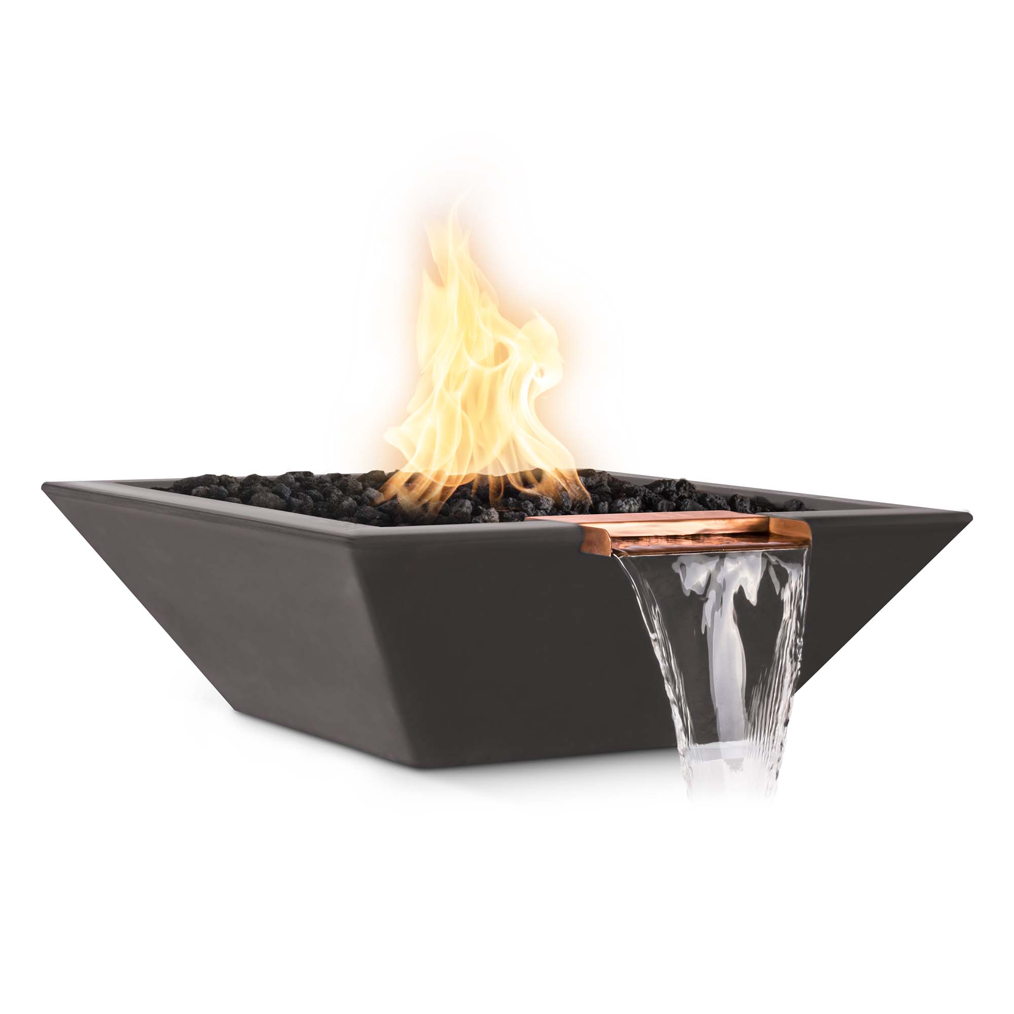 TOP Fires Maya Fire & Water Bowl in GFRC Concrete by The Outdoor Plus - Majestic Fountains