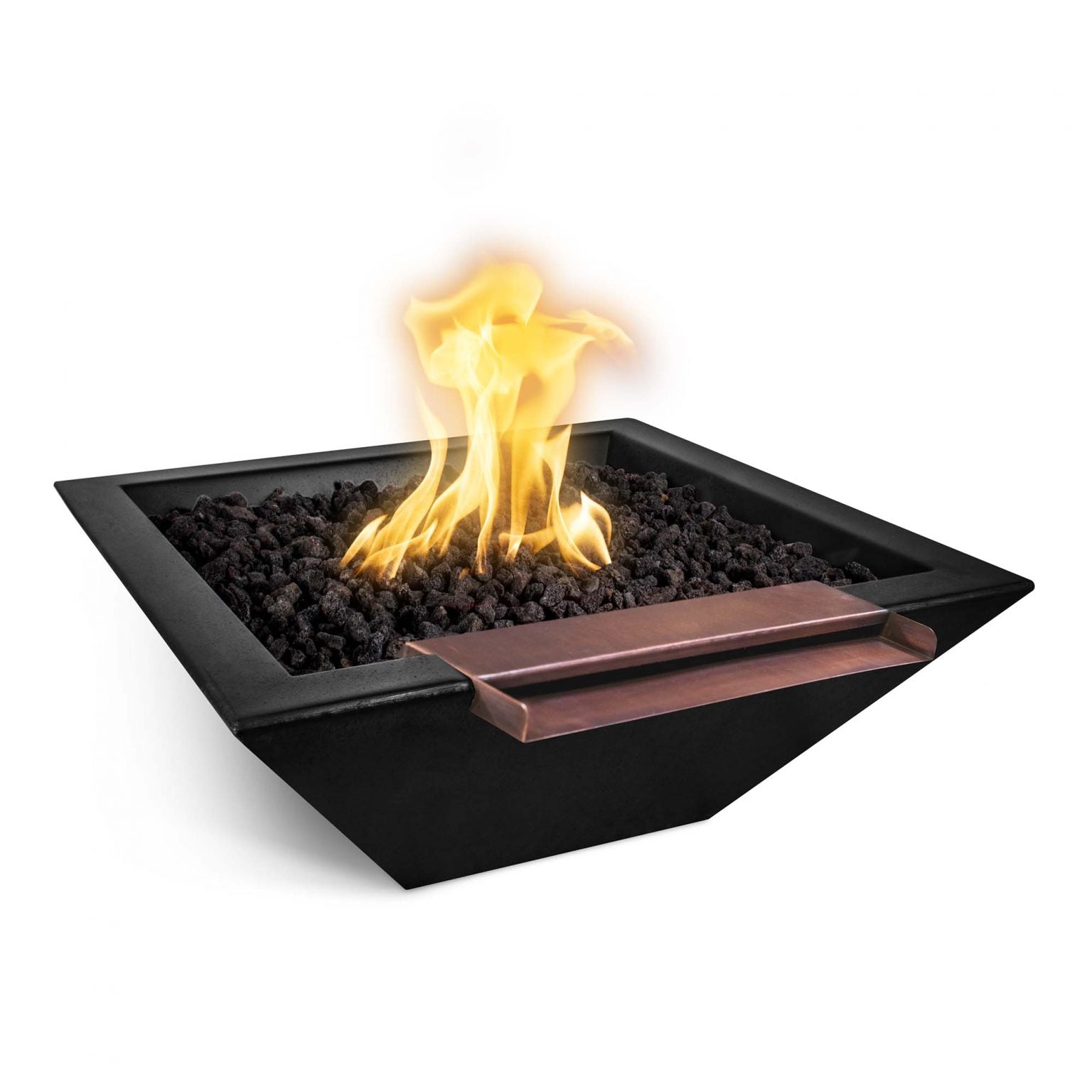 TOP Fires Maya Fire & Water Bowl with Wide Spill in GFRC Concrete by The Outdoor Plus - Majestic Fountains