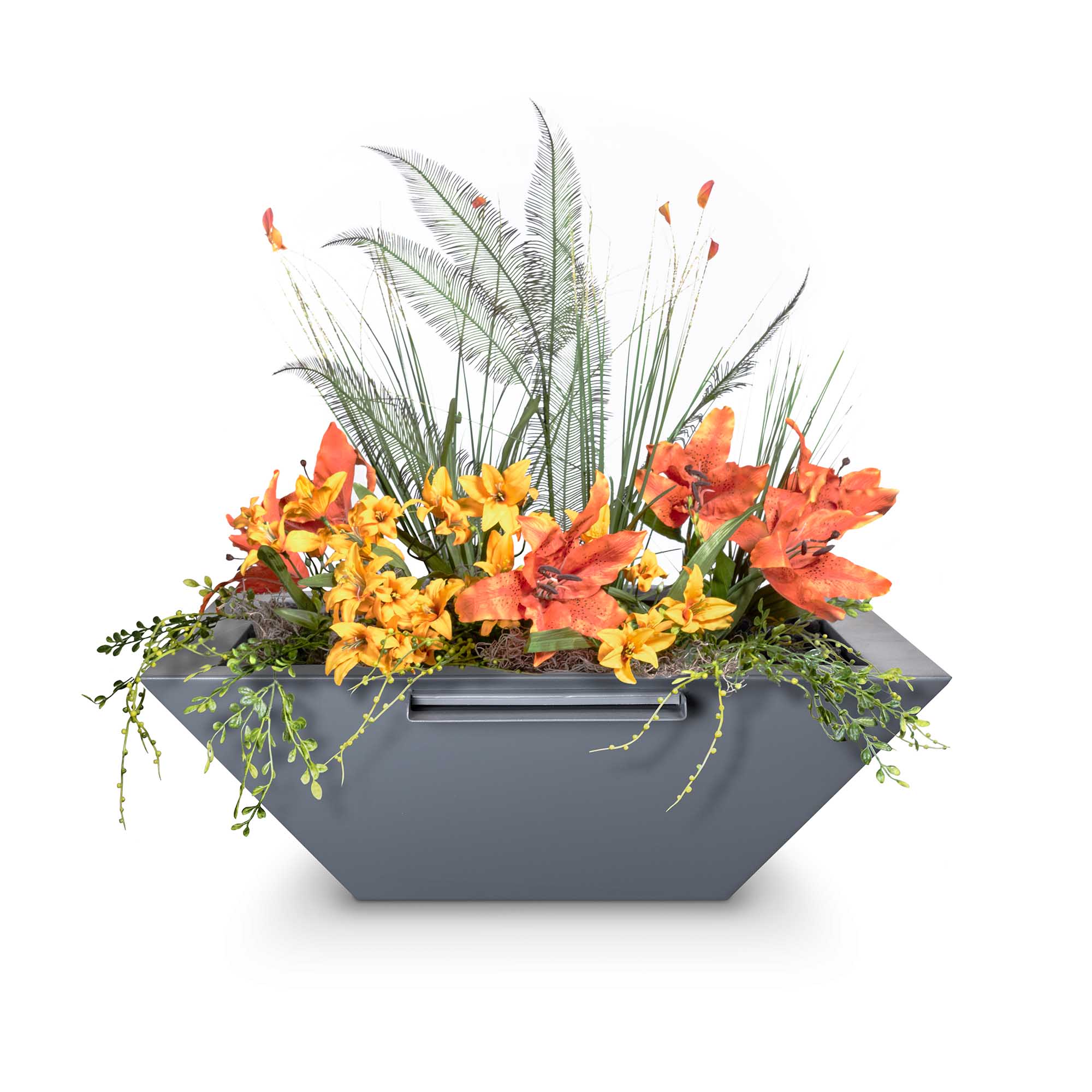 TOP Fires Maya Powder Coated Metal Planter & Water Bowl by The Outdoor Plus - Majestic Fountains