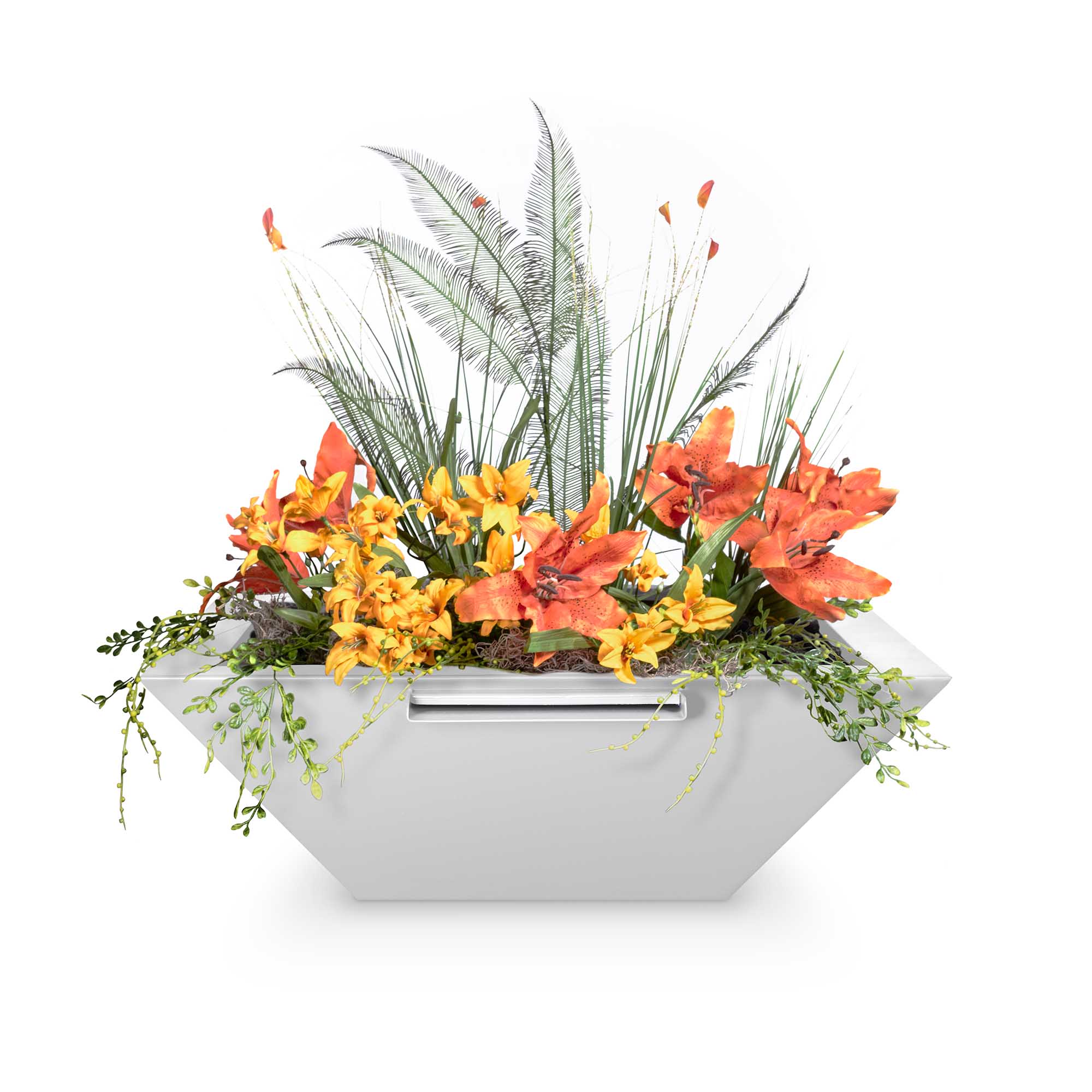 TOP Fires Maya Powder Coated Metal Planter & Water Bowl by The Outdoor Plus - Majestic Fountains