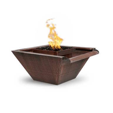 TOP Fires Maya Gravity Spill Fire & Water Bowl in Copper by The Outdoor Plus - Majestic Fountains