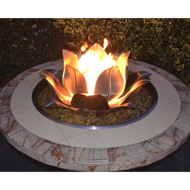 TOP Fires Lotus Flower Blossom- Premium Gas Fire Pit Burner Ornament - by The Outdoor Plus - Majestic Fountains