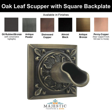 Oak Leaf Scupper with Square Backplate - Majestic Fountains