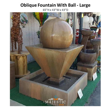 Oblique Fountain With Ball - Large - Majestic Fountains and More.