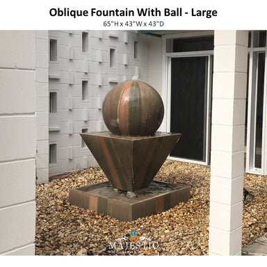 Oblique Fountain With Ball - Large - Majestic Fountains and More.