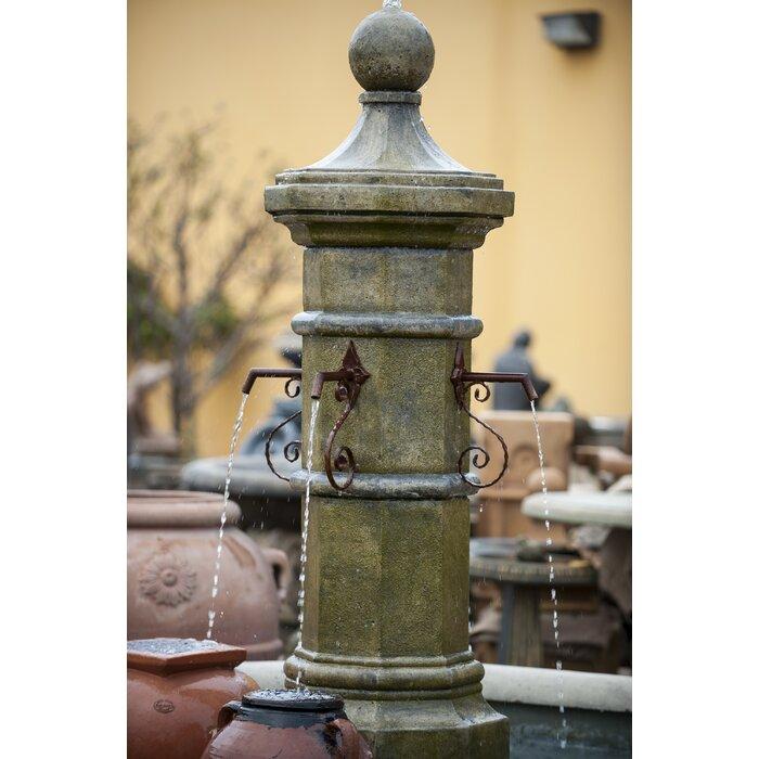 Octavia Concrete Column Outdoor Fountain Only - Majestic Fountains