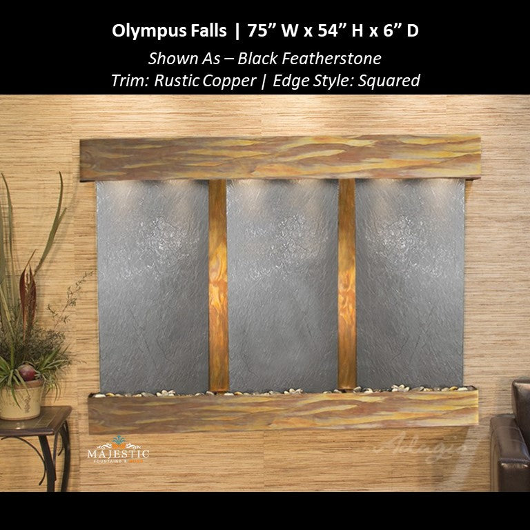 Adagio Olympus Falls - 3 Panel 54"H x 75"W - Indoor Wall Fountain - Majestic Fountains