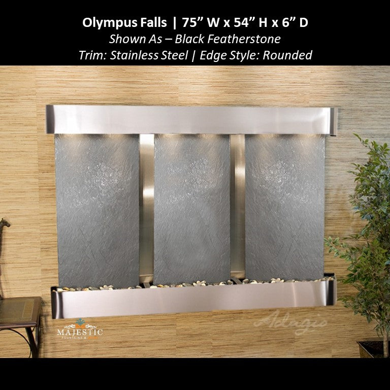 Adagio Olympus Falls - 3 Panel 54"H x 75"W - Indoor Wall Fountain - Majestic Fountains