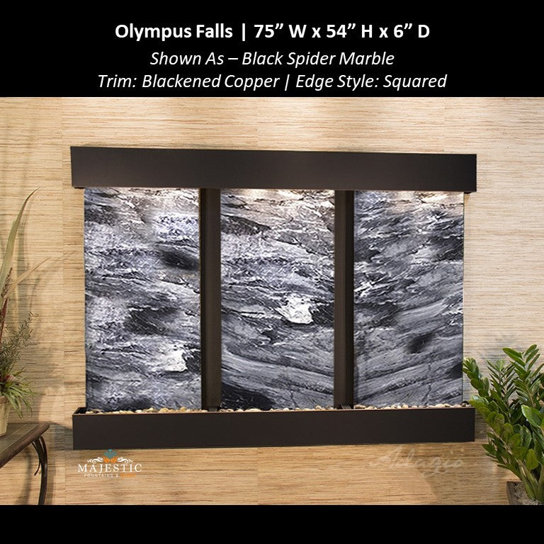 Adagio Olympus Falls - 3 Panel 54"H x 75"W - Indoor Wall Fountain - Majestic Fountains