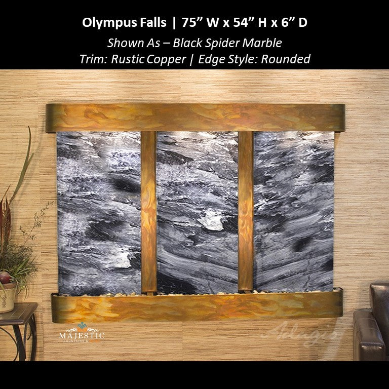 Adagio Olympus Falls - 3 Panel 54"H x 75"W - Indoor Wall Fountain - Majestic Fountains