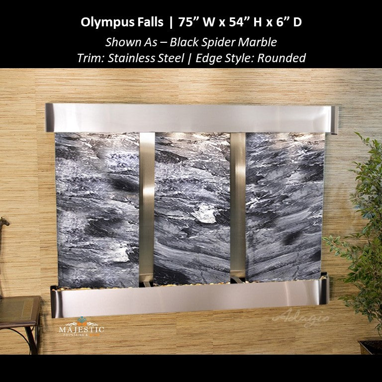 Adagio Olympus Falls - 3 Panel 54"H x 75"W - Indoor Wall Fountain - Majestic Fountains