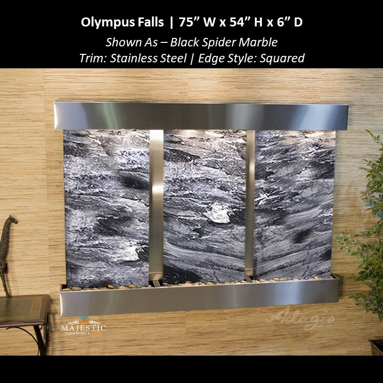 Adagio Olympus Falls - 3 Panel 54"H x 75"W - Indoor Wall Fountain - Majestic Fountains