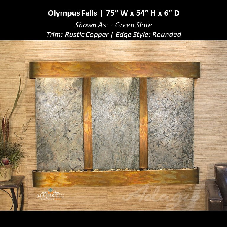 Adagio Olympus Falls - 3 Panel 54"H x 75"W - Indoor Wall Fountain - Majestic Fountains