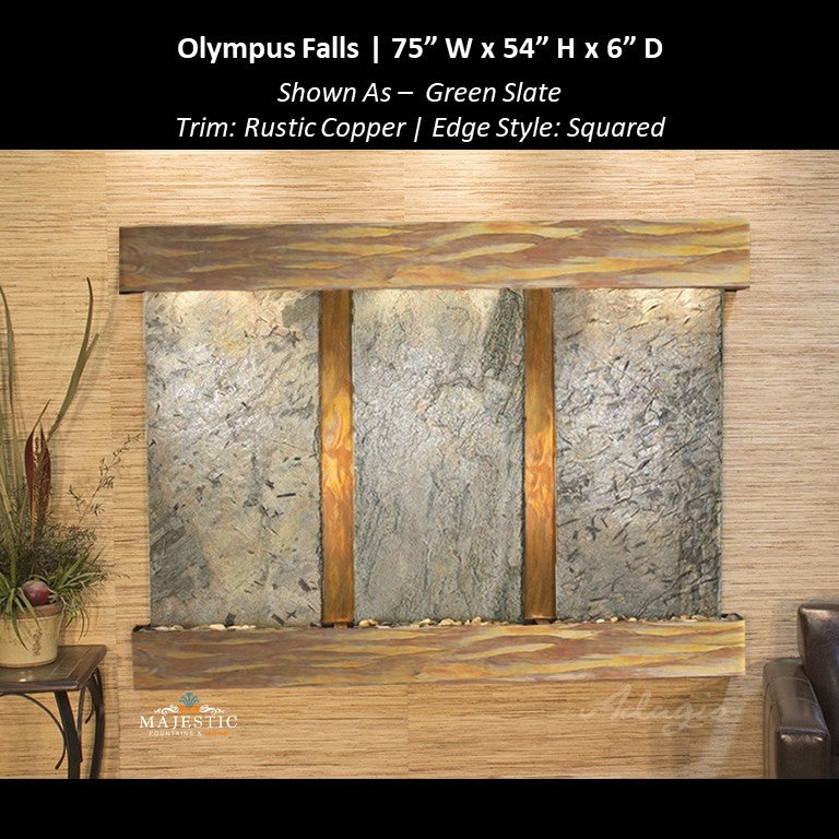 Adagio Olympus Falls - 3 Panel 54"H x 75"W - Indoor Wall Fountain - Majestic Fountains