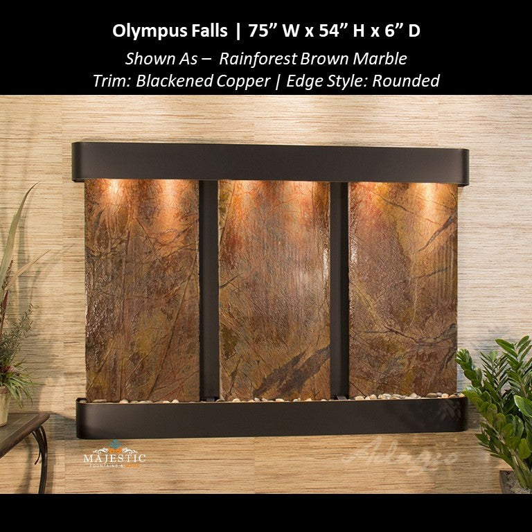 Adagio Olympus Falls - 3 Panel 54"H x 75"W - Indoor Wall Fountain - Majestic Fountains