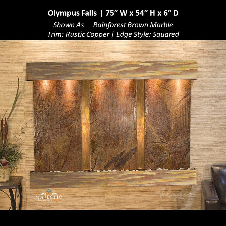 Adagio Olympus Falls - 3 Panel 54"H x 75"W - Indoor Wall Fountain - Majestic Fountains