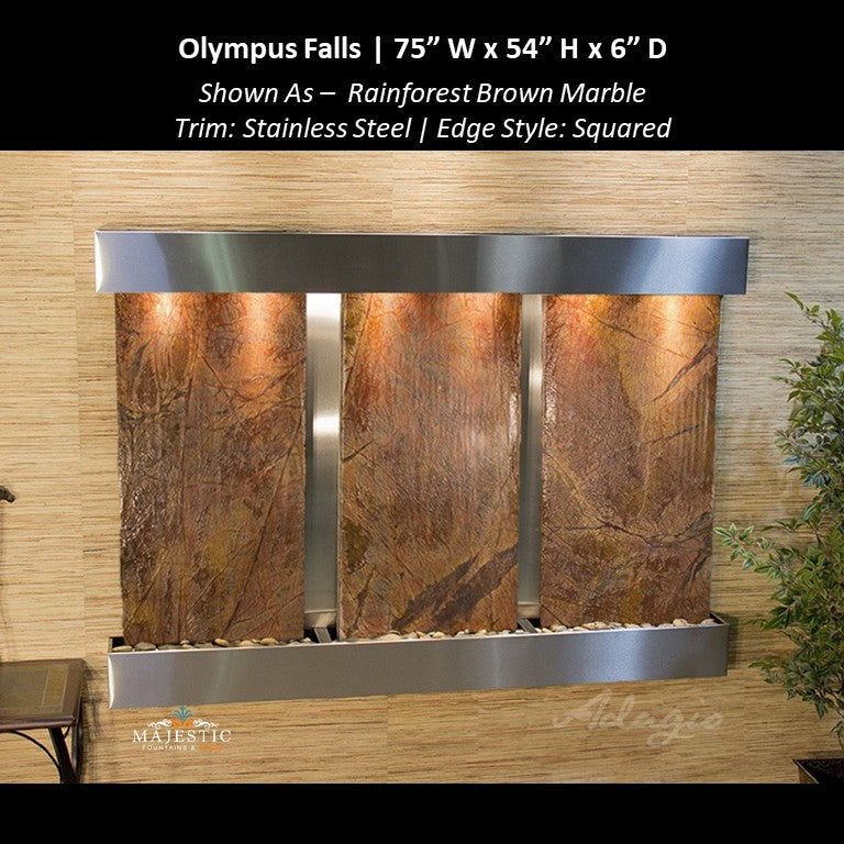 Adagio Olympus Falls - 3 Panel 54"H x 75"W - Indoor Wall Fountain - Majestic Fountains