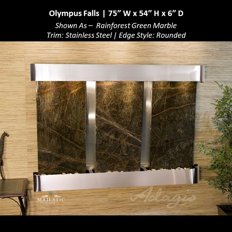 Adagio Olympus Falls - 3 Panel 54"H x 75"W - Indoor Wall Fountain - Majestic Fountains