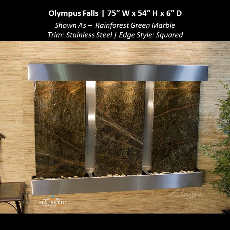 Adagio Olympus Falls - 3 Panel 54"H x 75"W - Indoor Wall Fountain - Majestic Fountains