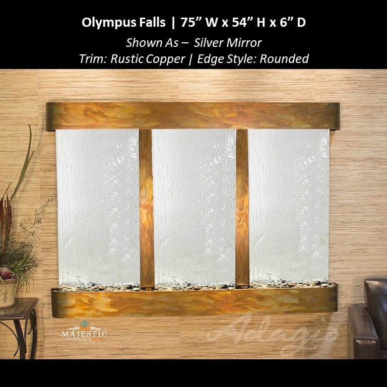 Adagio Olympus Falls - 3 Panel 54"H x 75"W - Indoor Wall Fountain - Majestic Fountains