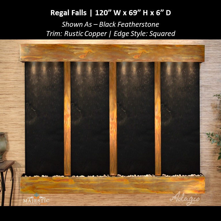 Adagio Regal Falls 10ft Wide 4 panel 69"H x 120"W - Indoor Wall Fountain - Majestic Fountains