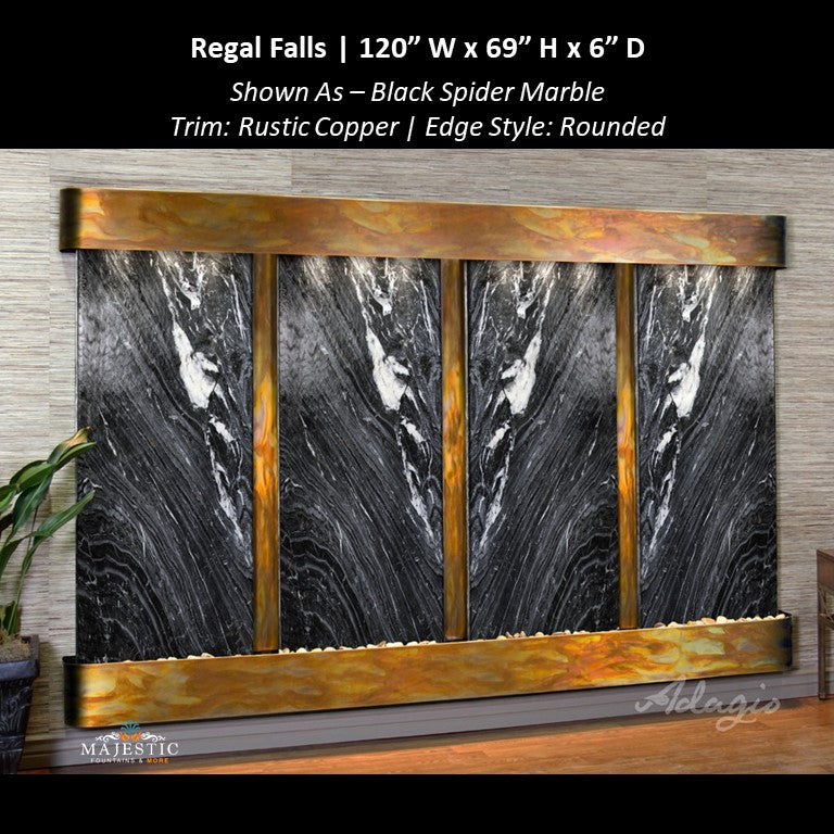 Adagio Regal Falls 10ft Wide 4 panel 69"H x 120"W - Indoor Wall Fountain - Majestic Fountains