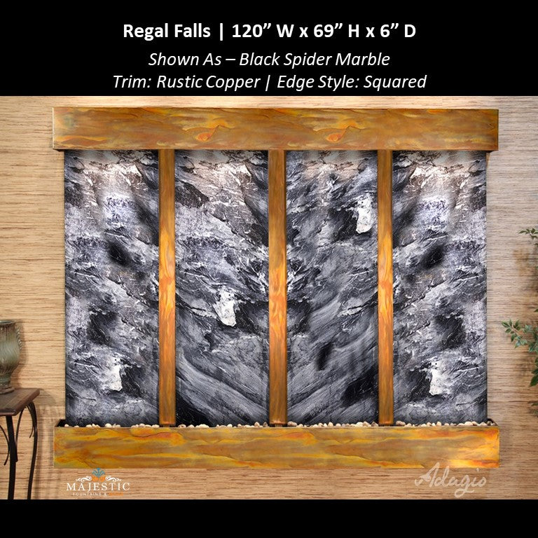 Adagio Regal Falls 10ft Wide 4 panel 69"H x 120"W - Indoor Wall Fountain - Majestic Fountains