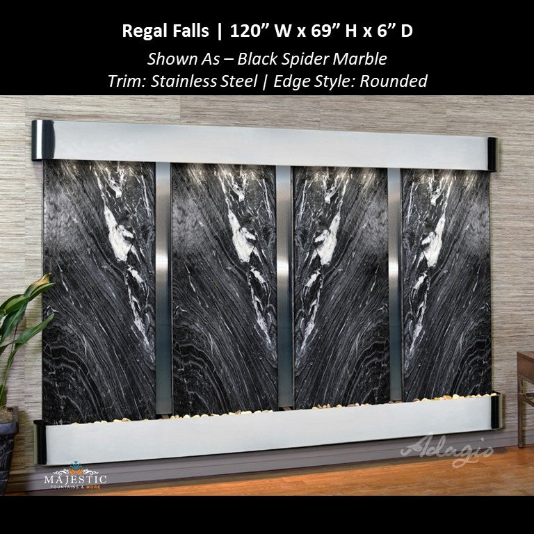 Adagio Regal Falls 10ft Wide 4 panel 69"H x 120"W - Indoor Wall Fountain - Majestic Fountains