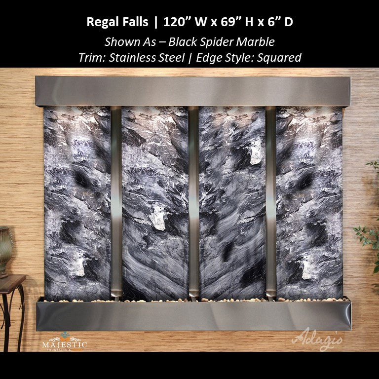 Adagio Regal Falls 10ft Wide 4 panel 69"H x 120"W - Indoor Wall Fountain - Majestic Fountains