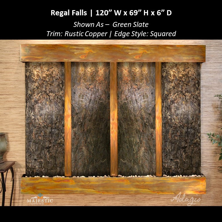 Adagio Regal Falls 10ft Wide 4 panel 69"H x 120"W - Indoor Wall Fountain - Majestic Fountains