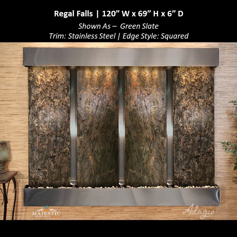 Adagio Regal Falls 10ft Wide 4 panel 69"H x 120"W - Indoor Wall Fountain - Majestic Fountains