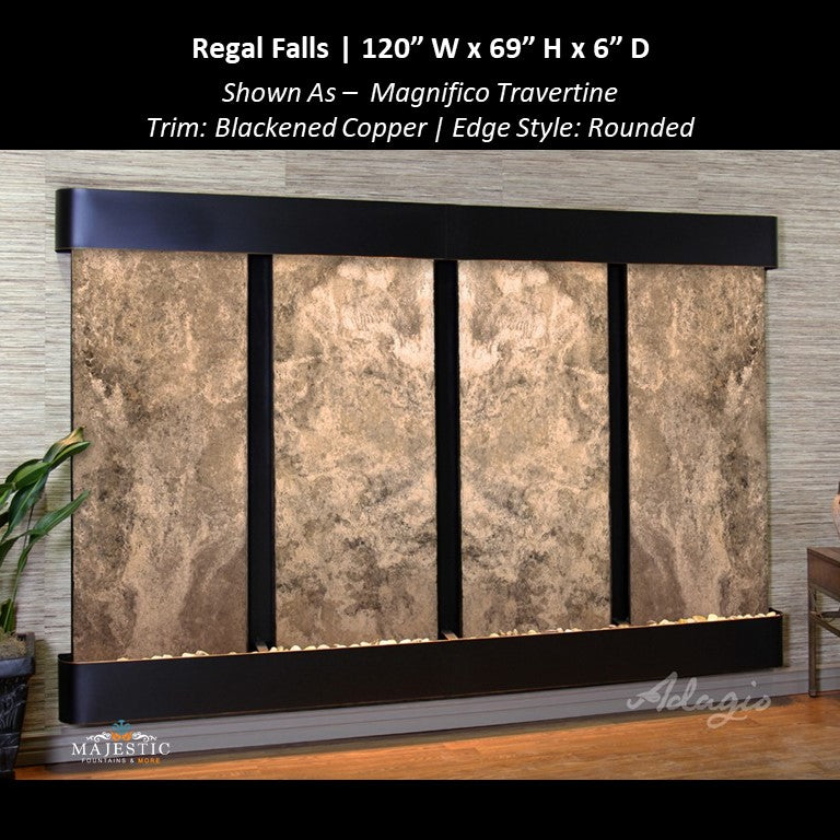 Adagio Regal Falls 10ft Wide 4 panel 69"H x 120"W - Indoor Wall Fountain - Majestic Fountains