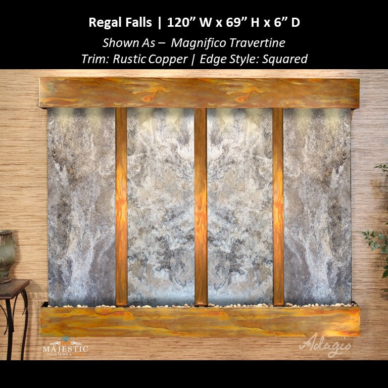 Adagio Regal Falls 10ft Wide 4 panel 69"H x 120"W - Indoor Wall Fountain - Majestic Fountains