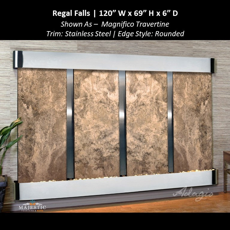 Adagio Regal Falls 10ft Wide 4 panel 69"H x 120"W - Indoor Wall Fountain - Majestic Fountains