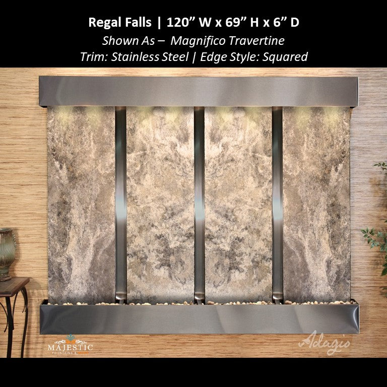 Adagio Regal Falls 10ft Wide 4 panel 69"H x 120"W - Indoor Wall Fountain - Majestic Fountains