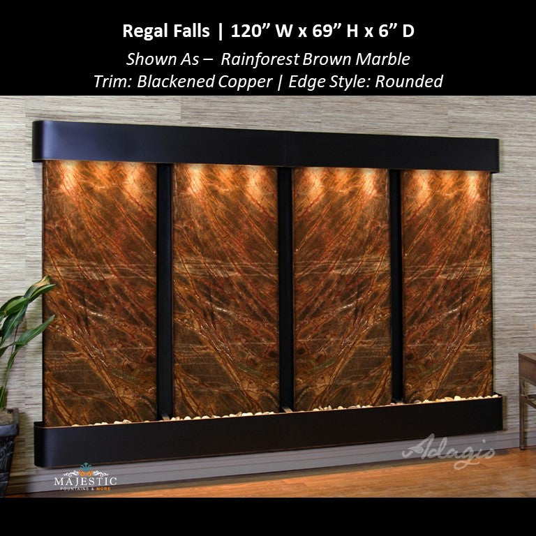 Adagio Regal Falls 10ft Wide 4 panel 69"H x 120"W - Indoor Wall Fountain - Majestic Fountains