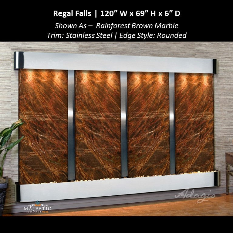 Adagio Regal Falls 10ft Wide 4 panel 69"H x 120"W - Indoor Wall Fountain - Majestic Fountains