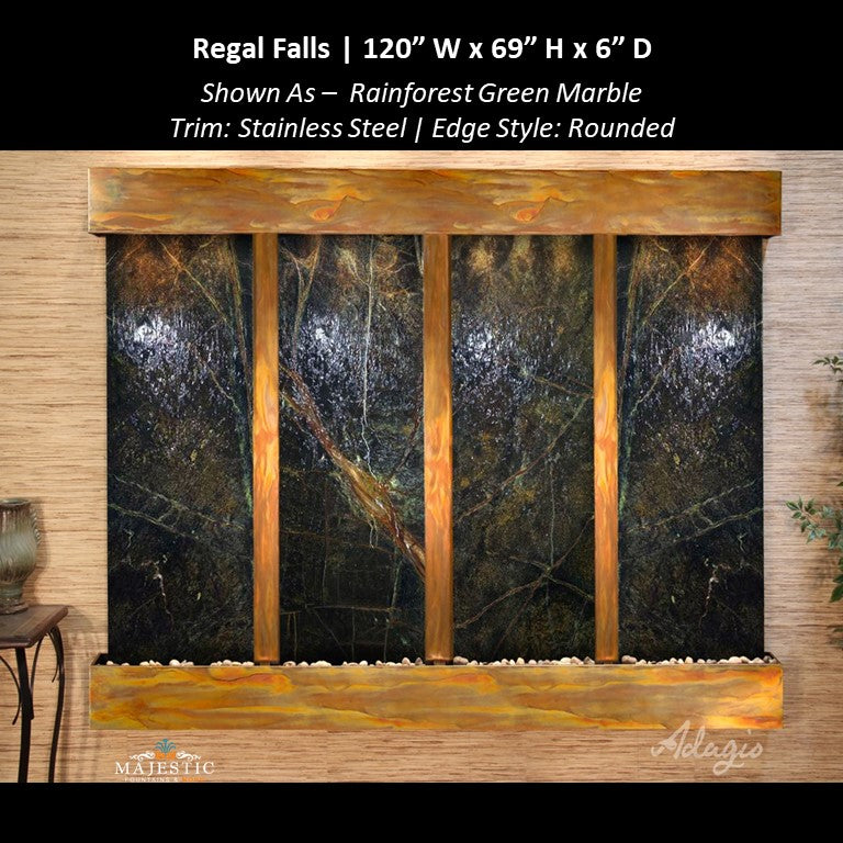 Adagio Regal Falls 10ft Wide 4 panel 69"H x 120"W - Indoor Wall Fountain - Majestic Fountains