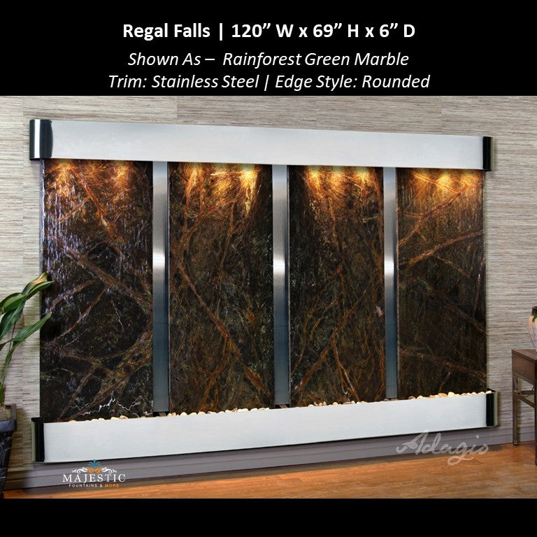 Adagio Regal Falls 10ft Wide 4 panel 69"H x 120"W - Indoor Wall Fountain - Majestic Fountains