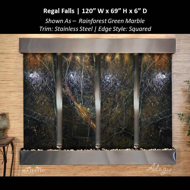 Adagio Regal Falls 10ft Wide 4 panel 69"H x 120"W - Indoor Wall Fountain - Majestic Fountains