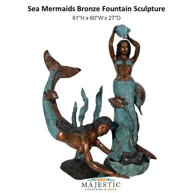 Sea Mermaids Bronze Fountain Sculpture - Majestic Fountains and More