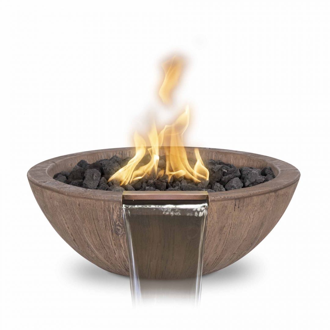 TOP Fires Sedona Woodgrain Fire & Water Bowl by The Outdoor Plus - Majestic Fountains