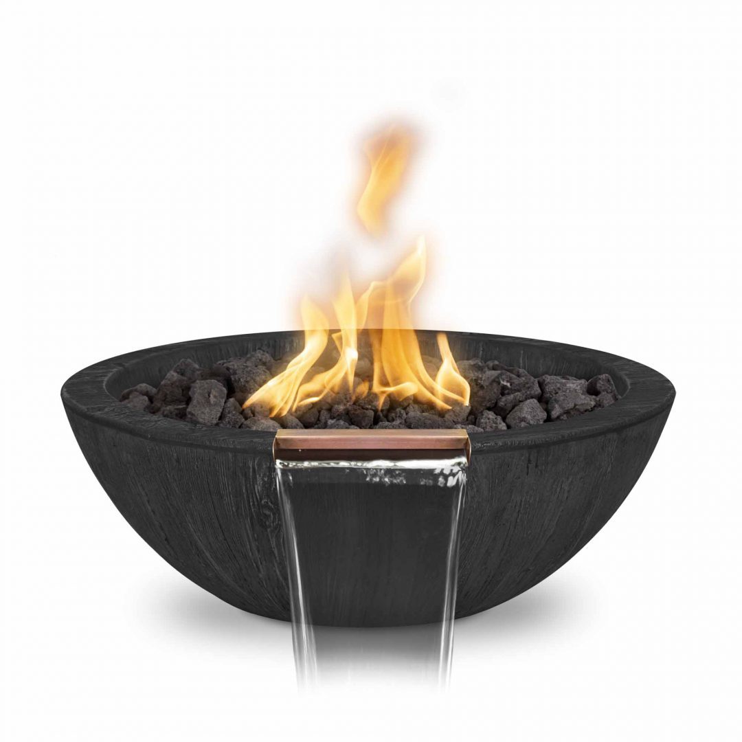 TOP Fires Sedona Woodgrain Fire & Water Bowl by The Outdoor Plus - Majestic Fountains